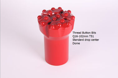 China Thread Button Bits Q16-102mm T51 Standard drop center Dome supplier