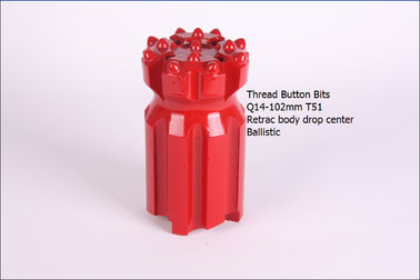 China Thread Button Bits Q14-102mm T51 Retrac body drop center Ballistic supplier