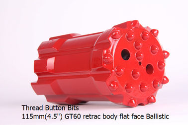China GT60 115mm Thread Button Bit retrac body flat face Ballistic supplier