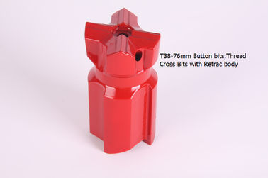 China T38 76mm Cross Bits with Retrac body  Thread Button Bits supplier