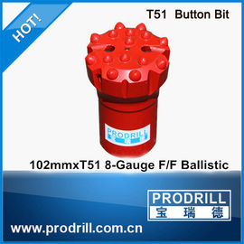 China Thread button bits T51-102mm, regular skirt, ballistic supplier