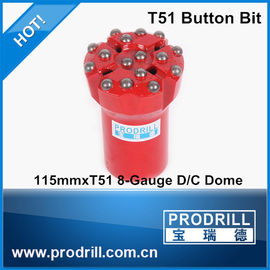 China Thread button bits T51-115mm, regular skirt,D/C, Dome supplier