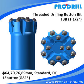 China T38-64, 70, 76, 89mm Thread button bit， DC, 13buttons supplier