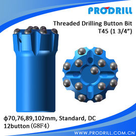 China T45-70, 76, 89, 102mm Thread button bit，DC, 12buttons supplier