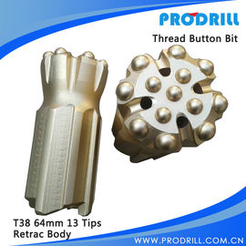 China T38， 64mm Thread button bits with Retrac skirt supplier