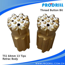 China T51， 64mm Thread button bits with Retrac skirt, 13buttons supplier