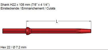 China Taper degree 7, 11, 12, 22*108mm shank size hexagonal tapered drill rod for stone supplier