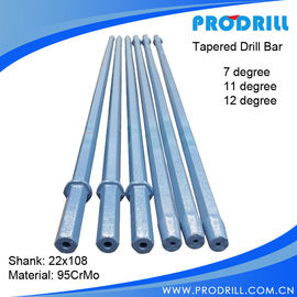 China Taper degree 7, 11, 12, 22*108mm shank size hexagonal tapered drill steels supplier