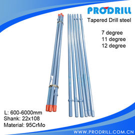 Taper degree 7, 11, 12, 22*108mm shank size hexagonal tapered drill rod for stone supplier